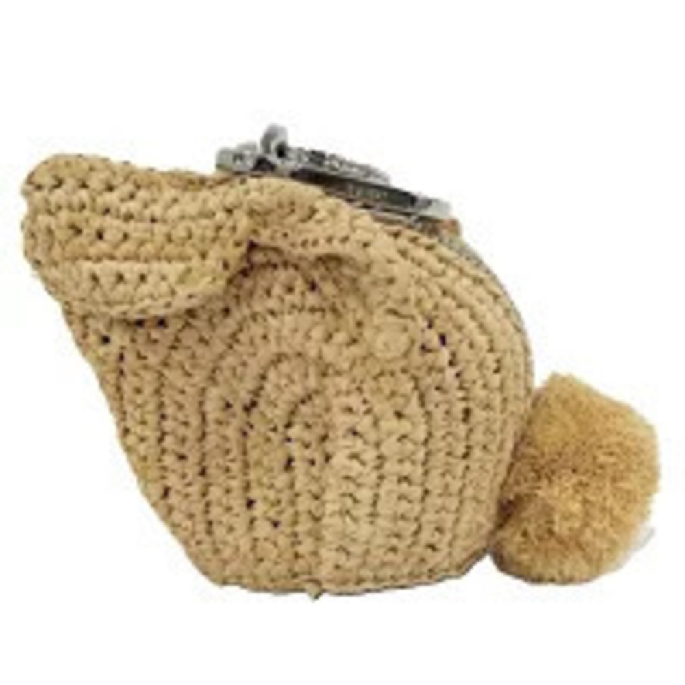 Loewe Bunny Charm coin case Wallet Raffia Leather
